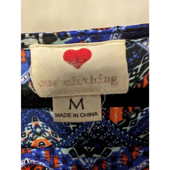 One Clothing Mini Dress Printed with Blue and Purple Tones with Striped Round Ne - Picture 3 of 6